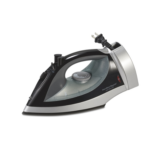 Electric Iron with Retractable Cord – Black/Silver – 4/Case