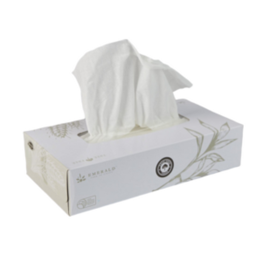 Emerald 2-Ply Flat Box Facial Tissue – Tree-Free, 30/100 Flat, 30 Casepack