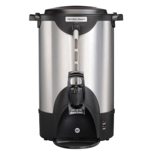 Hamilton Beach Commercial, Stainless Steel Urn, 40 cup, one hand dispensing, coffee level indicator