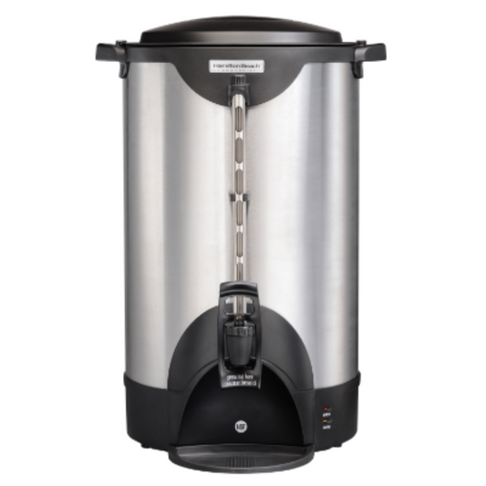 Hamilton Beach Commercial, Stainless Steel Urn, 100 cup, one hand dispensing, coffee level indicator