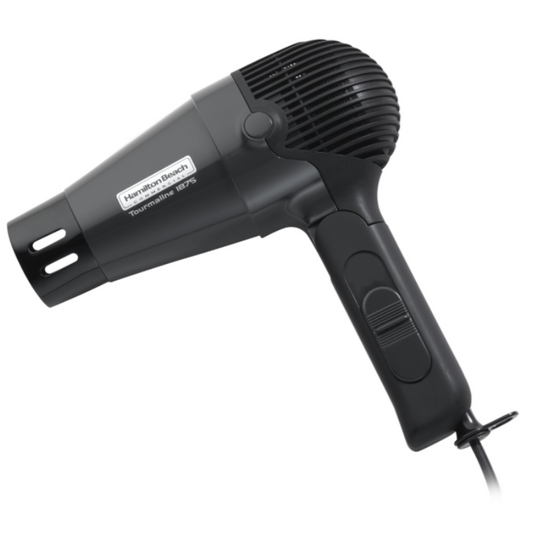 Hand Held Hair Dryer, 1875 Watts, Retractable Cord, Folding Handle, Tourmaline, Auto Safety Shut Off, Dark Grey