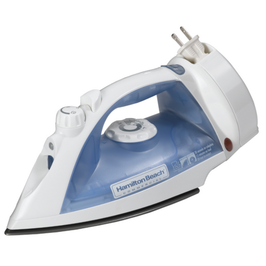 Mid Size Steam/Spray Iron w/ Retractable Cord, Position Sensing Auto Shut Off, Blue/White