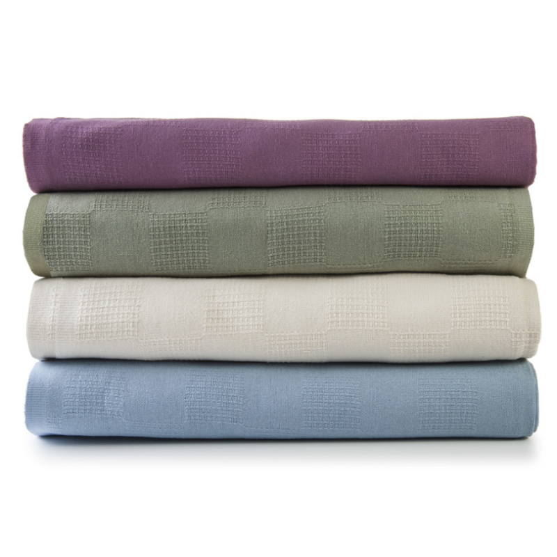 HOSPRO Thermal Spread Blankets,Twin XL,3.5 lb. Solid Color, Checked Pattern, 100% Spun Cotton74" x 108"Green