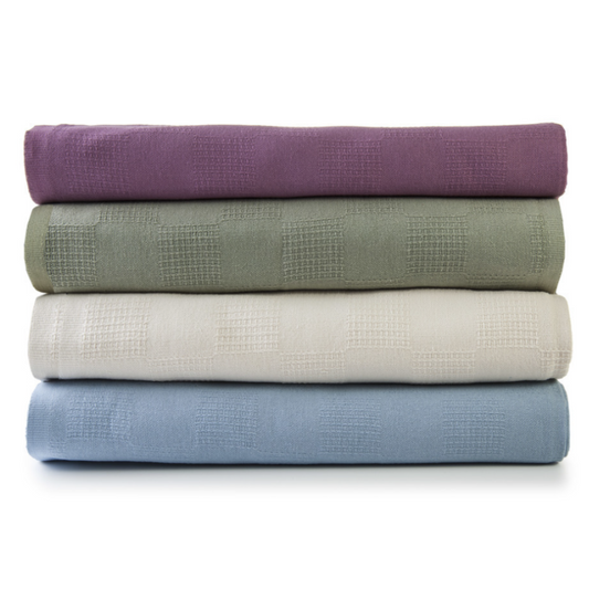 HOSPRO Thermal Spread Blankets,Twin XL,3.5 lb. Solid Color, Checked Pattern, 100% Spun Cotton74" x 108"Blue