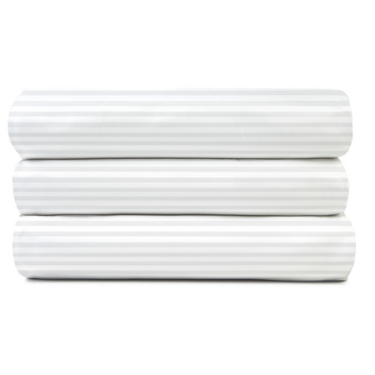 HOSPRO Elegant T-310 Fitted Sheets White/White Pinstripe, 60/40, 15" Pockets CAL KING 73" x 85" x 15"