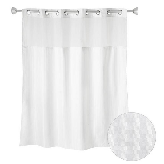 Herringbone White, w/ Window, Snap Liner Included 71"x77"