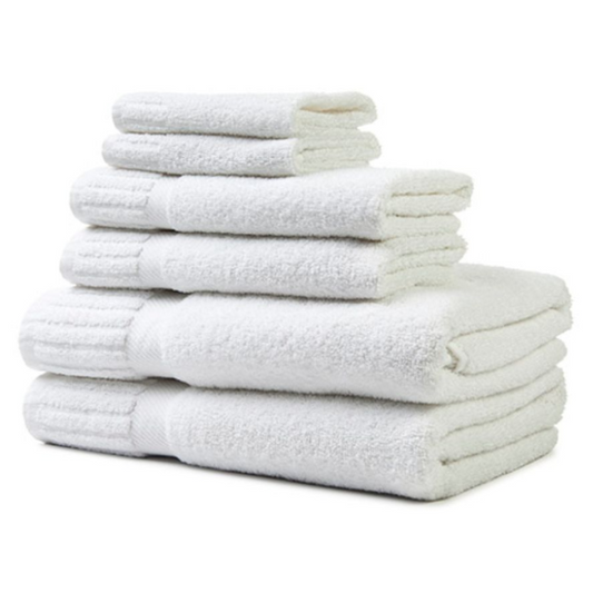 Hospro Overture Wash Cloths White, 100% Ring-Spun Cotton, Herringbone Dobby Border13" x 14"1.50 lb.