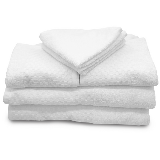Hospro Pacifica Wash Cloths White, 100% Ring-Spun Cotton, Herringbone Dobby Border13" x 13"1.50 lb.