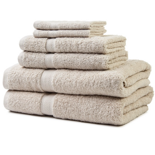 Hospro Touch - Ecru Wash Cloths Beige, 100% Ring-Spun Cotton, Herringbone Dobby Border 13" x 13" 1.50 lb.