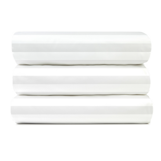 Hospro Signature T-250 Sheets Flat Sheets 1" White/White Stripe, 60/40, 12" - 15" Pockets TWIN 66" x 115"