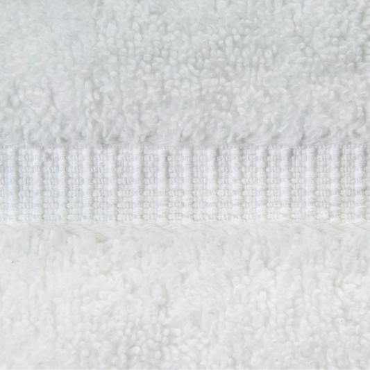Hospro Treasure Wash Cloths White, 86% Ring-Spun Cotton 14% Polyester, Bamboo Pattern Dobby Border 13" x 13" 1.50 lb.