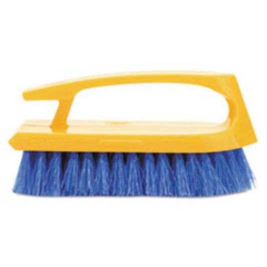 Iron-Shaped Scrub Brush – Blue Bristles – Yellow Handle – 1/Case
