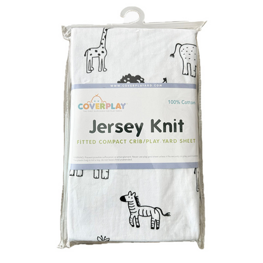 Jersey Knit Cotton Animal Print Crib/Play Yard Fitted Sheet – 37.5x23.5x2 – 12/Case