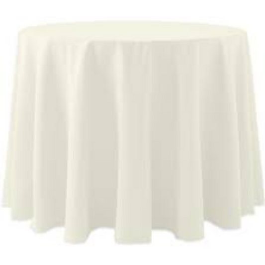 90 ROUND SPUN POLY IVORY TABLE COVER