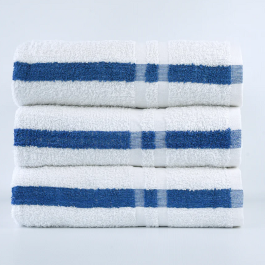 24X48 8.00LBS 16/S 86/14 BLENDED BLUE STRIPE POOL TOWEL
