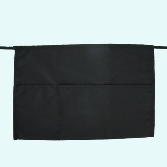 12X22 6.4oz SPUN POLY SERVER APRON - BLACK-3 POCKET