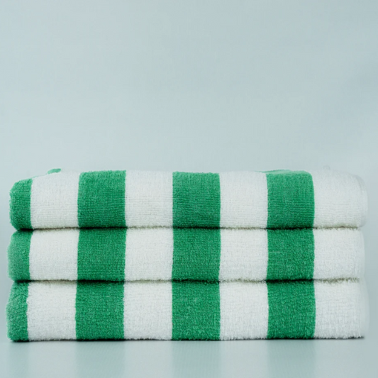 30X60 12.00 LBS R/S PALM CABANA GREEN STRIPE TOWEL