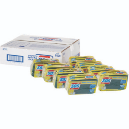 S.O.S. Heavy Duty Scrubber Sponge – 2.5" x 4.5" – 3/Pack – 8/Case