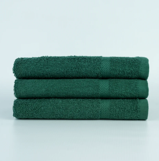 COLORED H/TOWELS , GOLF AND GYM 16X27 2.85 LBS 16/S RINGSPUN DYED VAT GREEN HAND TOWEL