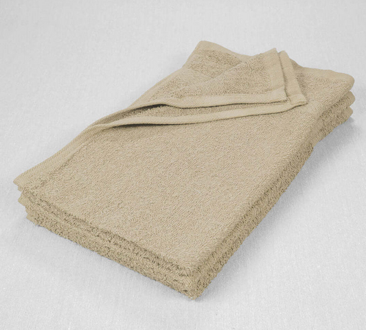 COLORED H/TOWELS , GOLF AND GYM 16X27 3.00LBS TAN SINGLE CAM HAND TOWEL