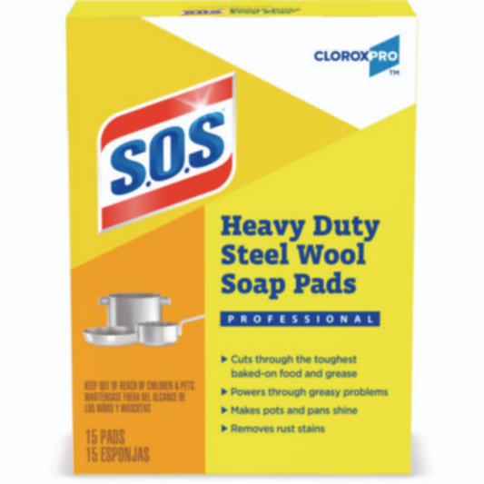 Steel Wool Soap Pads – 2.4" x 3" – 15 Pads/Box – 12 Boxes/Case