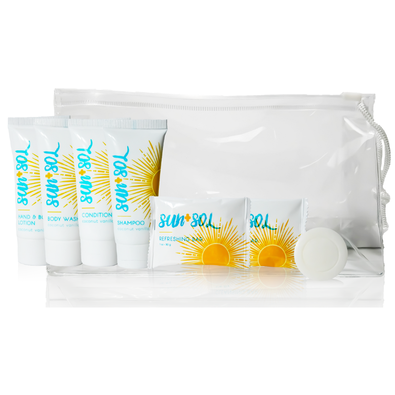 Sun & Sol Travel Kit – Bright Citrus-Inspired Guest Essentials (Case of 25)