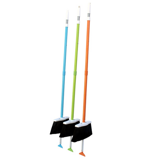 SweepEasy Broom with Retractable Scraper – Blue – 3/Case