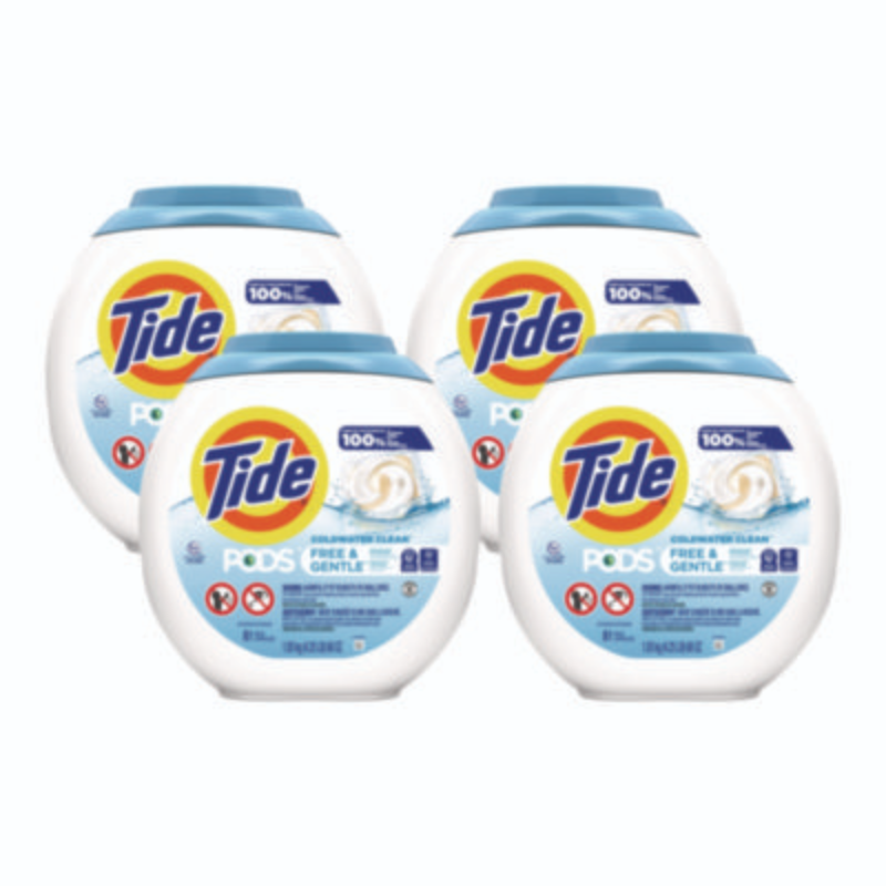 Tide Pods, Unscented, 81 Pods/Tub – 4 Casepack