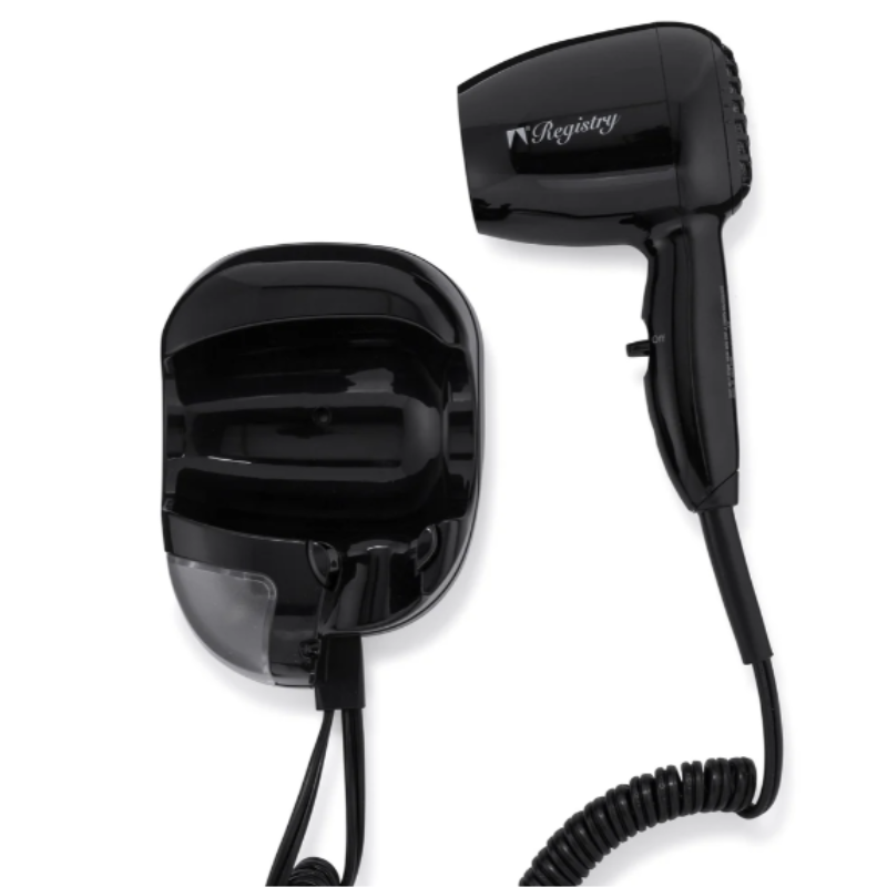 Registry Wall Mount Hair Dryer, Black, 1600 Watts