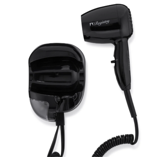 Registry Wall Mount Hair Dryer, Black, 1600 Watts