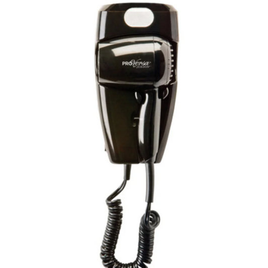 Jerdon ProVersa Compact Wall-Mount Hair Dryer with Night-Light, Black