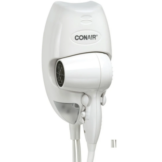 Conair 1600 Watts Compact Wall Mount Hair Dryer with LED night light, White