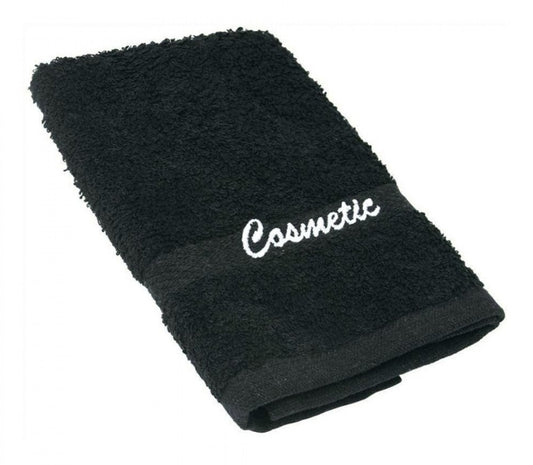 Cosmetic Wash Cloths Black, "Cosmetic" Embroidered 12" x 12" 1.00 lb. 25 dz.