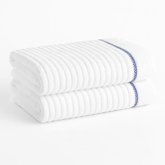 White 100% Ring-Spun Cotton, White w/ Unique Wave Pattern
