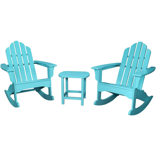 Hanover Hanover All-Weather 3pc Rocking Chair Set: 2 Ad.Chairs, 19"x15" Tbl346