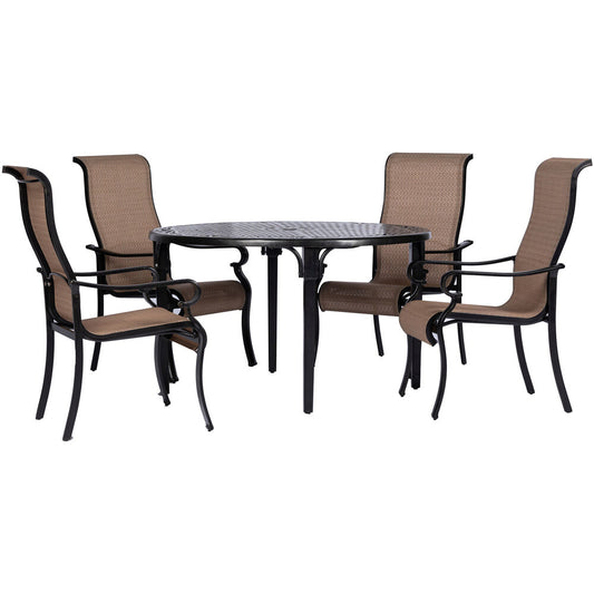 Hanover Brigantine5pc: 4 Sling Dining Chairs and 50" Round Cast Table23