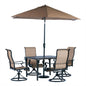 Hanover Brigantine5pc: 4 Sling Swivel Chairs, 42" Square Cast Tbl, Umb & Base28