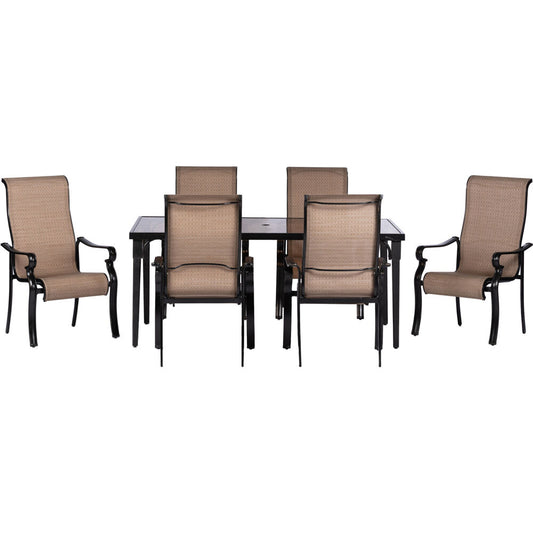 Hanover Brigantine 7-pc Dining Set: Alum. Glass Table, 6 Sling Chairs30