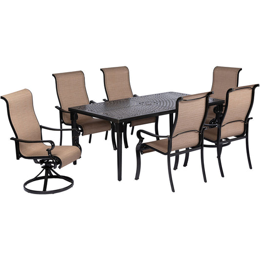 Hanover Brigantine7pc: 4 Sling Chairs, 2 Sling Swivel Rockers, 40x70" Cast Table33