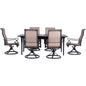 Hanover Brigantine7pc: 6 Sling Swivel Rockers, Expandable Cast Dining Table35