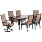 Hanover Brigantine7pc: 4 Sling Chairs, 2 Sling Swivel Rockers, 40x70" Glass Tbl36
