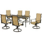 Hanover Brigantine7pc: 6 Sling Swivel Rockers, 40x70" Glass Dining Table37