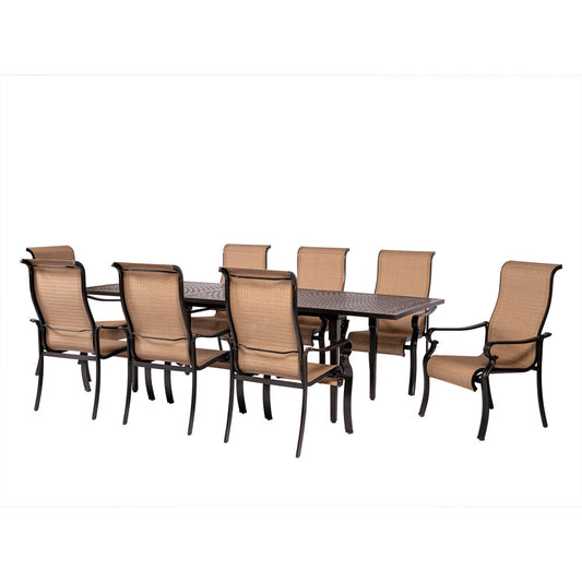 Hanover Brigantine9pc: 8 Sling Dining Chairs, Expandable Cast Dining Table39