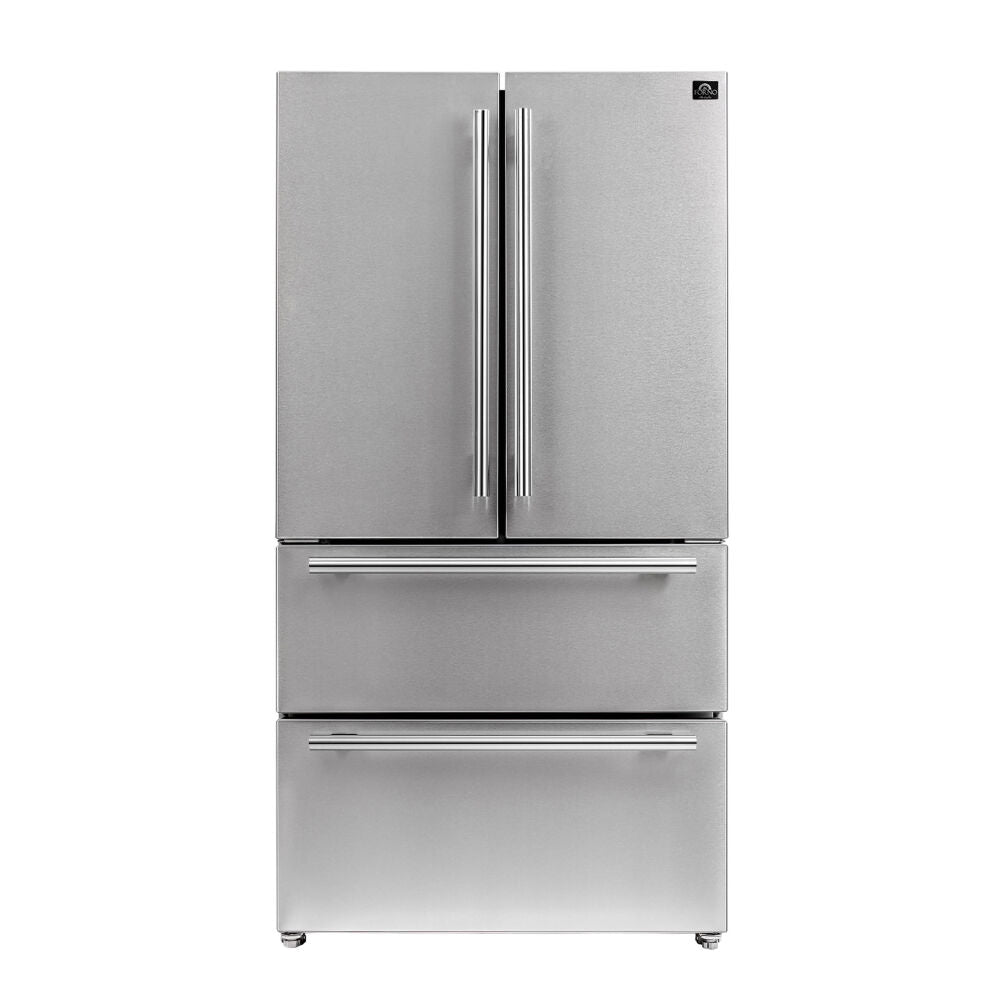 19 CF Counter-Depth 4-Door French Door, Ice Maker, White Shelf Trim