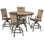 Hanover Fontana5pc: 4 Counter Hght Swivel Sling Chrs, 56" Round Tile Tbl50