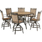 Hanover Fontana7pc: 6 Counter Hght Swivel Sling Chrs, 56" Round Tile Tbl58