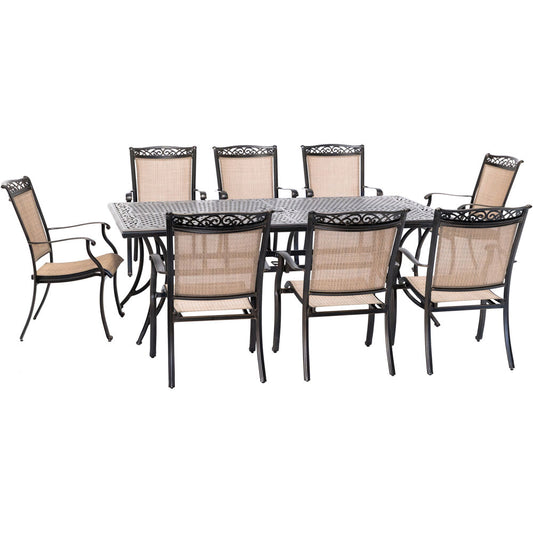Hanover Fontana9pc: 8 Sling Dining Chairs and 42"x84" Cast Table72