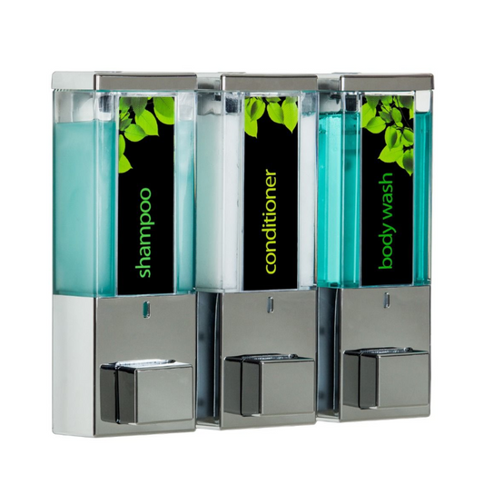 iQon Dispenser, Three Chamber, Chrome Translucent Bottles - 375mL (12.5 oz)