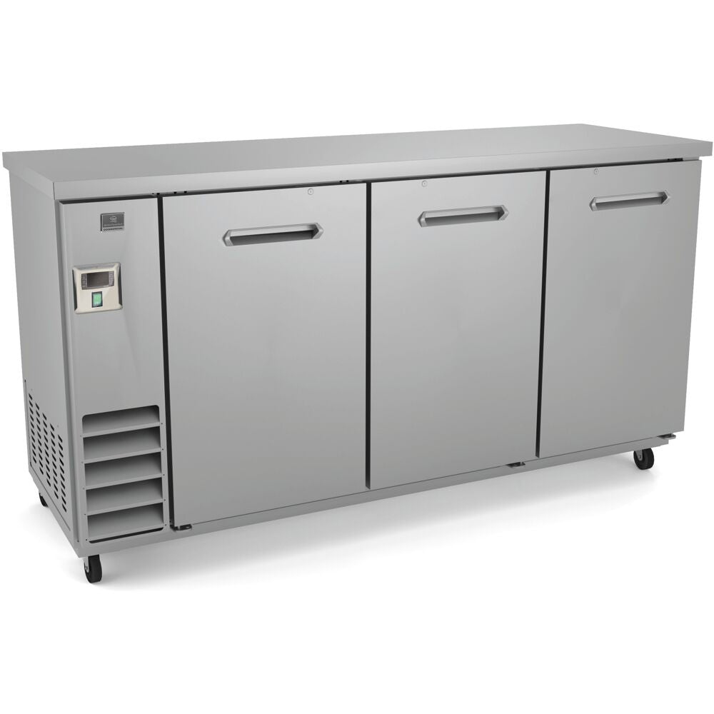 72" THREE SS SOLID DOOR BACK BAR
