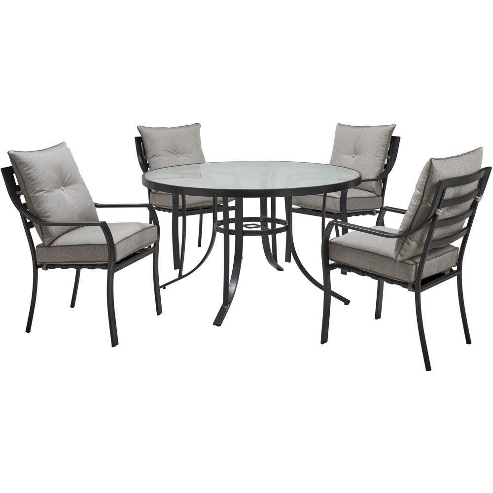 Hanover Lavallette5pc: 4 Dining Chairs and Round Glass Table87